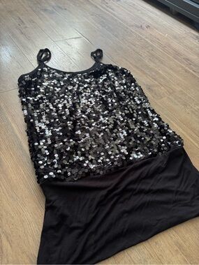 Studio Y Black Sequin Camisole Tank